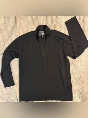 Lands’ End Men’s Flex Performance 1/4 Zip Black Stretch L Pocket NWOT